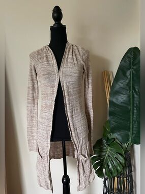 Arizona Jean Company Light Taupe Hooded Open-Front Cardigan